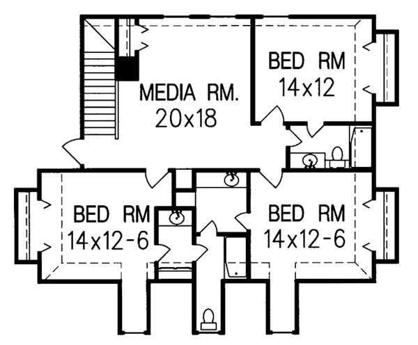 Architectural House Design - Colonial Floor Plan - Upper Floor Plan #15-319