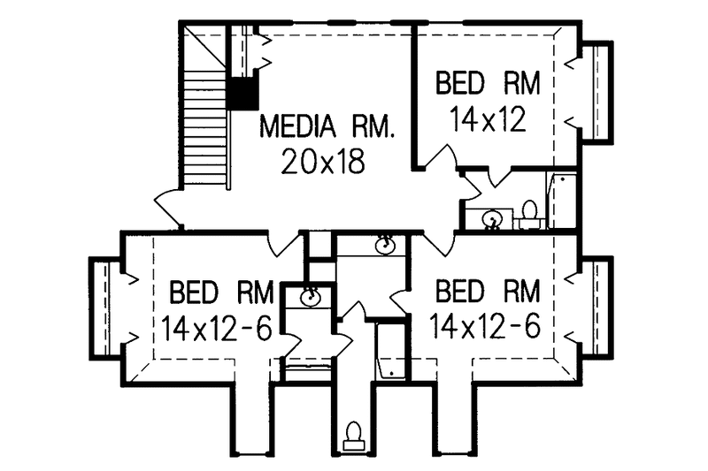 Architectural House Design - Floor Plan - Upper Floor for Colonial House Plan #15-319 - 5 bed, 4 bath