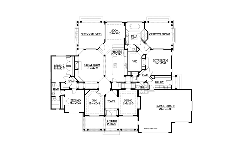 Home Plan - Floor Plan - Main Floor for Traditional House Plan #132-545 - 3 bed, 2.5 bath