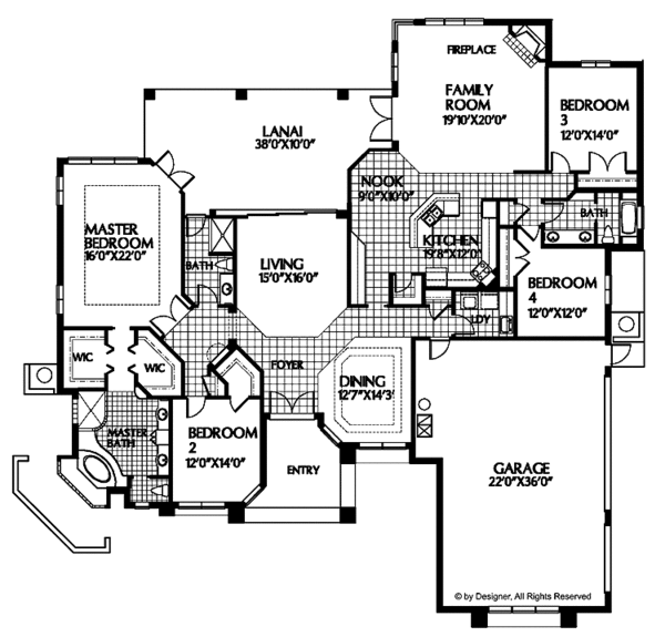 Home Plan - Mediterranean Floor Plan - Main Floor Plan #999-14
