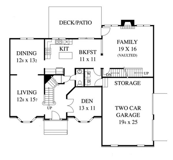 Architectural House Design - Colonial Floor Plan - Main Floor Plan #1053-49
