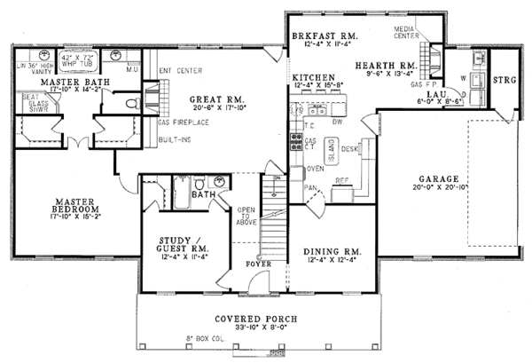 Dream House Plan - Country Floor Plan - Main Floor Plan #17-2942