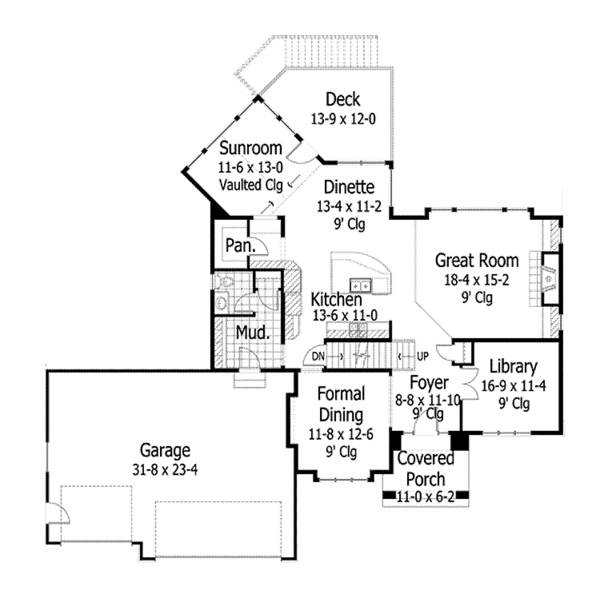 Architectural House Design - Traditional Floor Plan - Main Floor Plan #51-1054