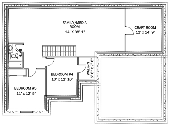 House Blueprint - Ranch Floor Plan - Lower Floor Plan #1060-36