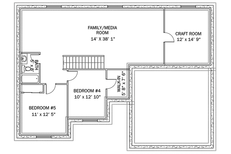 Home Plan - Floor Plan - Lower Floor for Ranch House Plan #1060-36 - 5 bed, 3 bath
