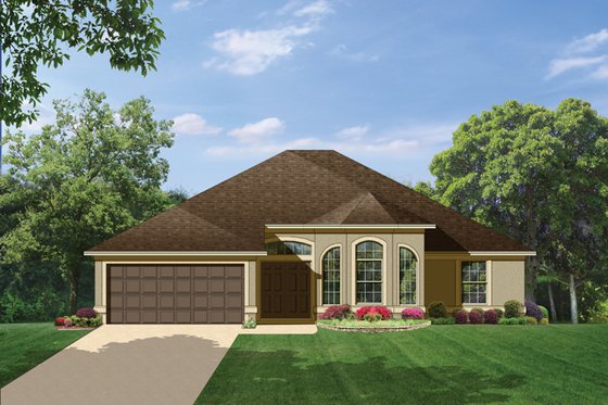 Exterior - Front Elevation 3 for Mediterranean House Plan #1058-38 - 3 bed, 2 bath