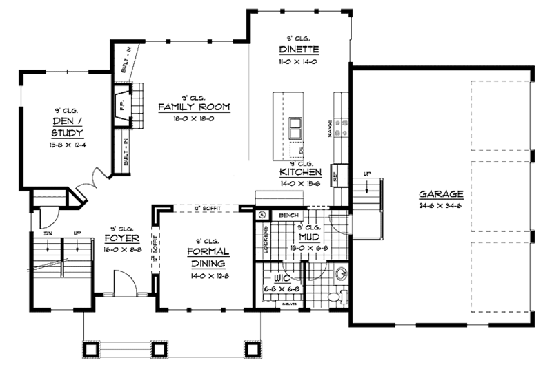 Architectural House Design - Floor Plan - Main Floor for Traditional House Plan #51-666 - 4 bed, 2.5 bath