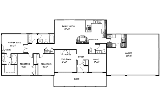 Floor Plan - Main Floor for Log House Plan #60-950 - 3 bed, 2.5 bath