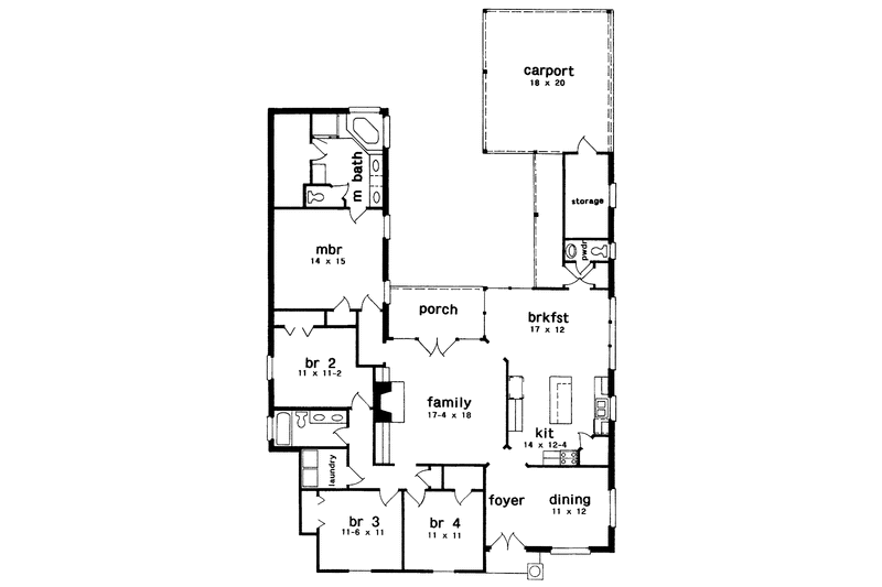 Home Plan - Floor Plan - Main Floor for Country House Plan #301-131 - 4 bed, 2.5 bath