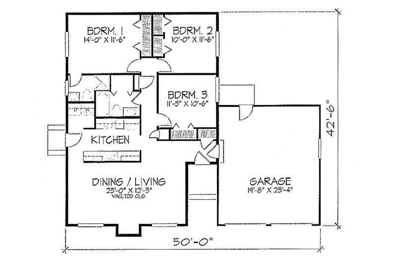 House Blueprint - Floor Plan - Main Floor for Contemporary House Plan #320-1392 - 3 bed, 2 bath