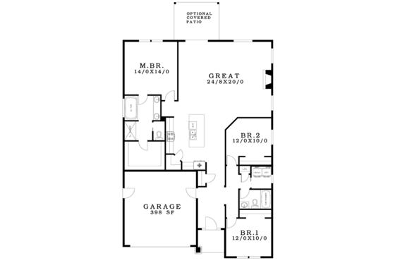Floor Plan - Main Floor for Ranch House Plan #943-50 - 3 bed, 2 bath