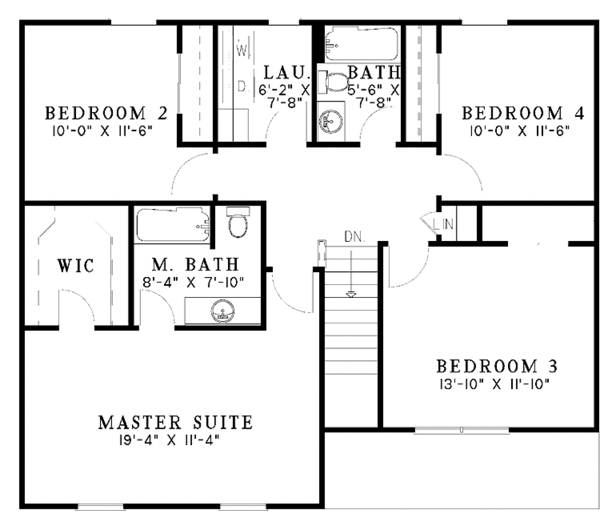 Home Plan - Colonial Floor Plan - Upper Floor Plan #17-3088