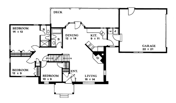 House Design - Country Floor Plan - Main Floor Plan #1016-14