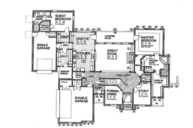 House Blueprint - Floor Plan - Main Floor for Classical House Plan #310-1201 - 4 bed, 4 bath