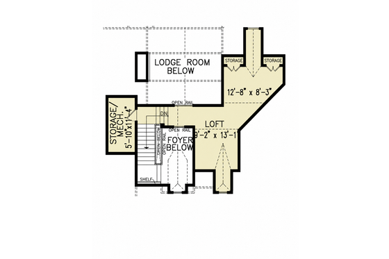 Floor Plan - Upper Floor for Craftsman House Plan #54-707 - 3 bed, 2 bath