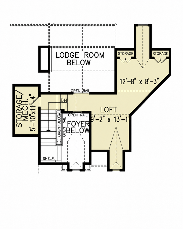 Home Plan - Floor Plan - Upper Floor for Craftsman House Plan #54-707 - 3 bed, 2 bath