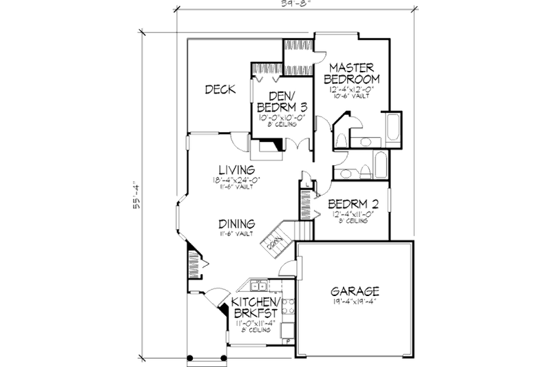 Dream House Plan - Floor Plan - Main Floor for Ranch House Plan #320-333 - 2 bed, 2 bath