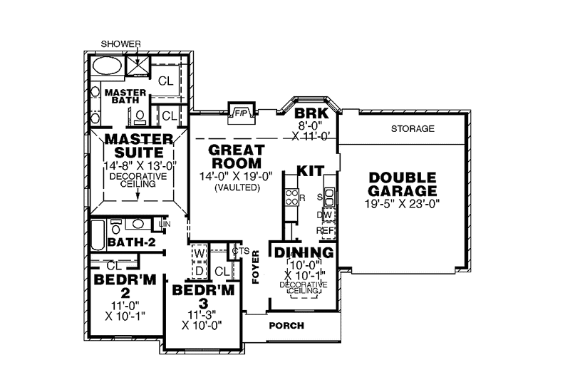 Home Plan - Floor Plan - Main Floor for Traditional House Plan #34-248 - 3 bed, 2 bath