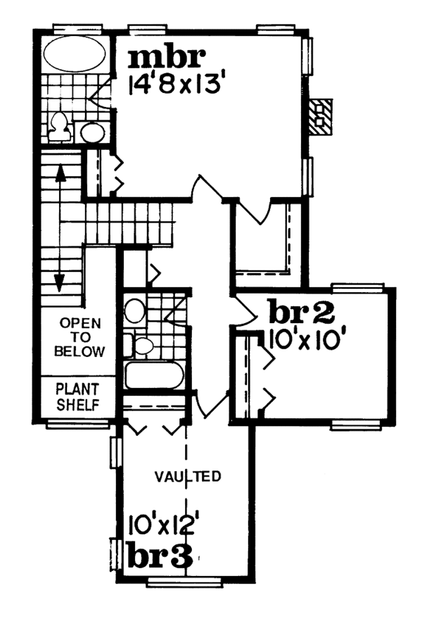 House Blueprint - Country Floor Plan - Upper Floor Plan #47-998