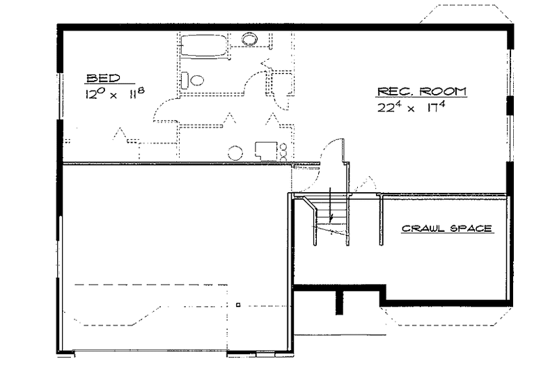 Home Plan - Floor Plan - Lower Floor for Contemporary House Plan #308-288 - 3 bed, 2 bath