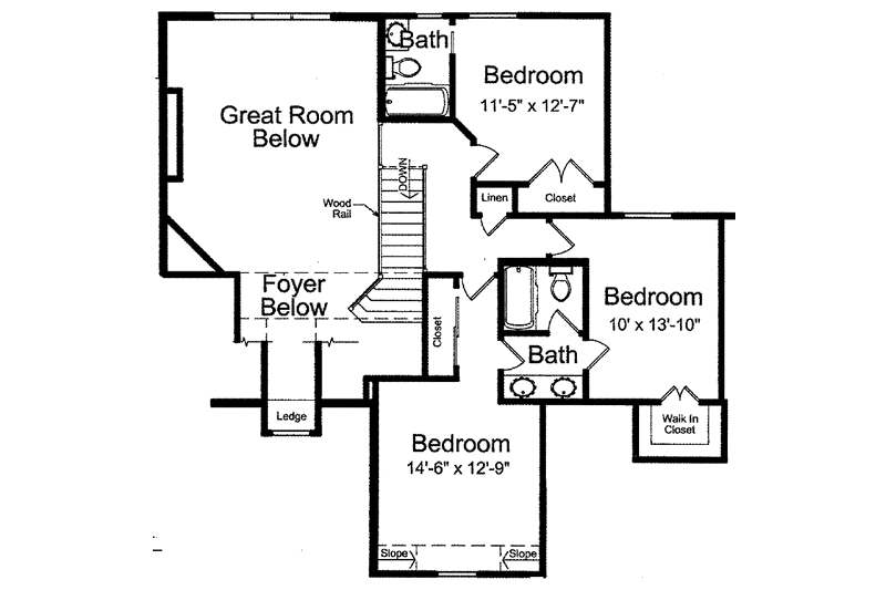 Home Plan - Floor Plan - Upper Floor for Country House Plan #46-791 - 4 bed, 3.5 bath