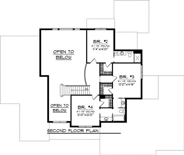 Dream House Plan - Craftsman Floor Plan - Upper Floor Plan #70-1065