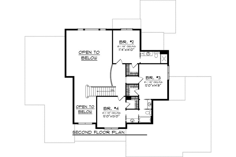 Home Plan - Floor Plan - Upper Floor for Craftsman House Plan #70-1065 - 4 bed, 3.5 bath