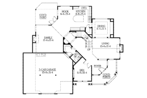 Floor Plan - Main Floor for Craftsman House Plan #132-408 - 4 bed, 2.5 bath