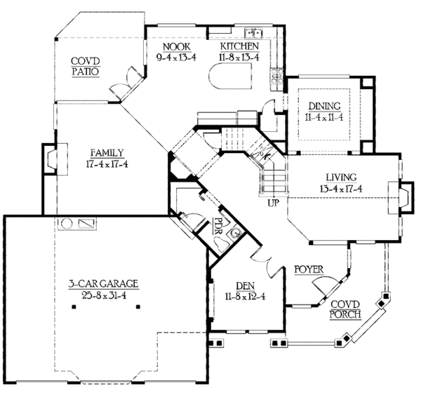 House Plan Design - Craftsman Floor Plan - Main Floor Plan #132-408