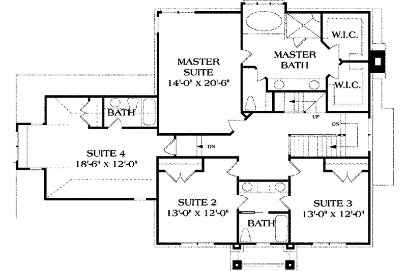 Dream House Plan - Floor Plan - Upper Floor for Colonial House Plan #453-160 - 5 bed, 4 bath