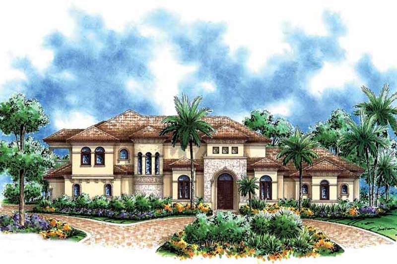 Architectural House Design - Mediterranean Exterior - Front Elevation Plan #1017-39