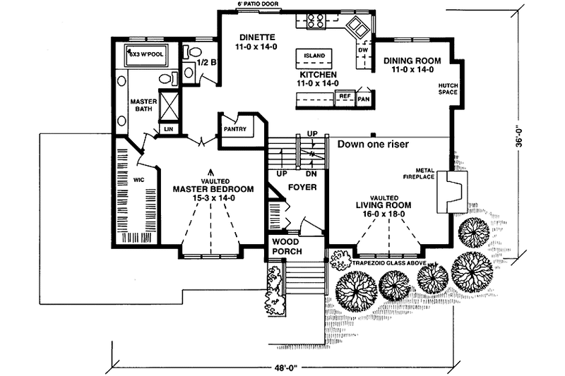House Blueprint - Floor Plan - Main Floor for Prairie House Plan #981-33 - 3 bed, 2.5 bath