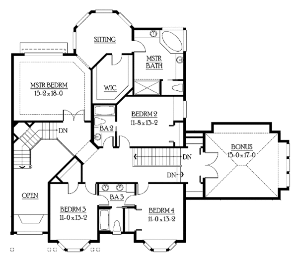 Craftsman Floor Plan - Upper Floor Plan #132-241