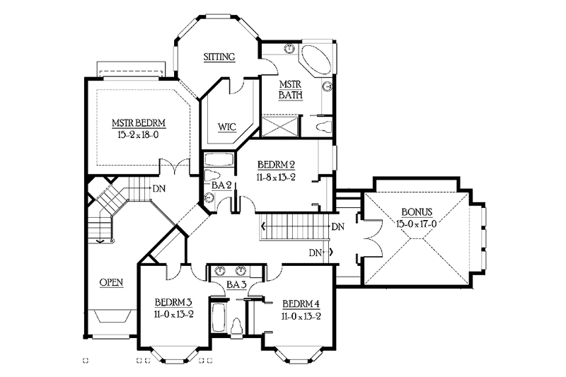 Home Plan - Floor Plan - Upper Floor for Craftsman House Plan #132-241 - 4 bed, 3.5 bath