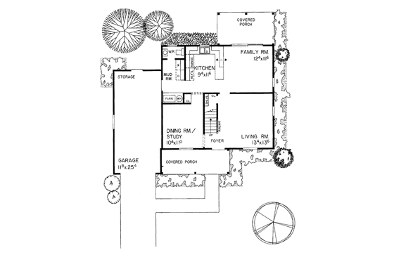 Floor Plan - Main Floor for Country House Plan #72-514 - 4 bed, 1.5 bath
