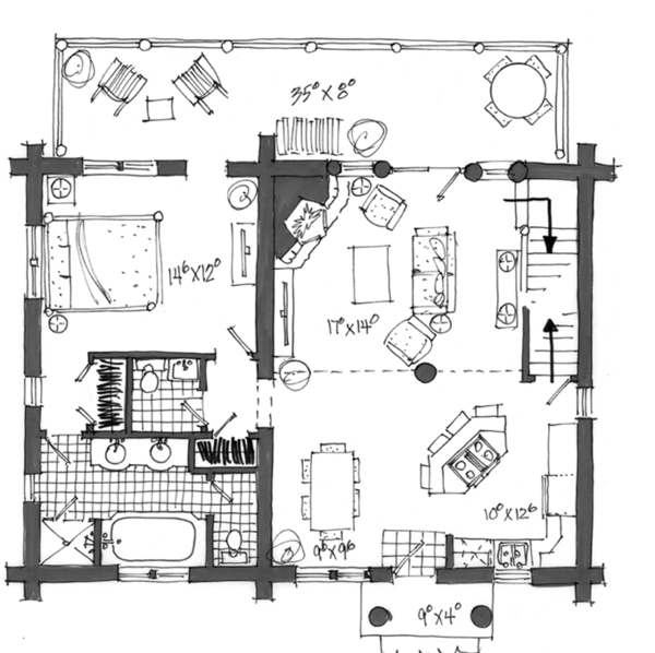 Log Floor Plan - Main Floor Plan #942-23