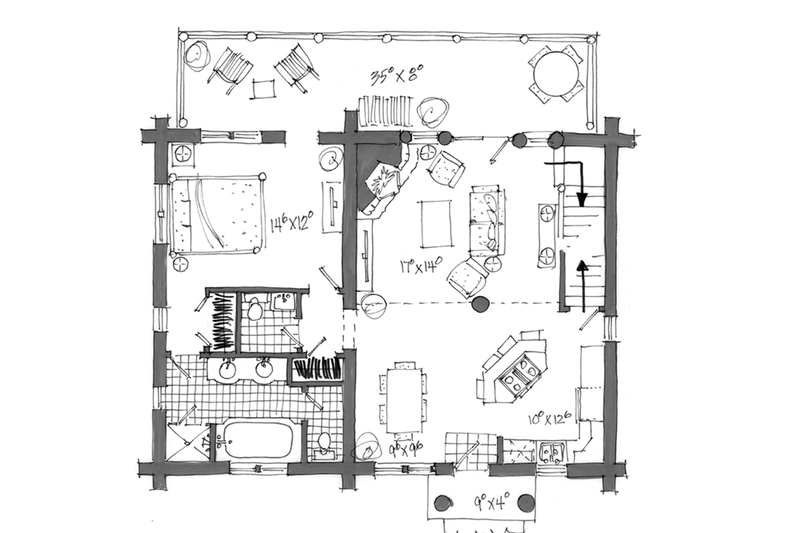 Dream House Plan - Floor Plan - Main Floor for Log House Plan #942-23 - 3 bed, 2.5 bath