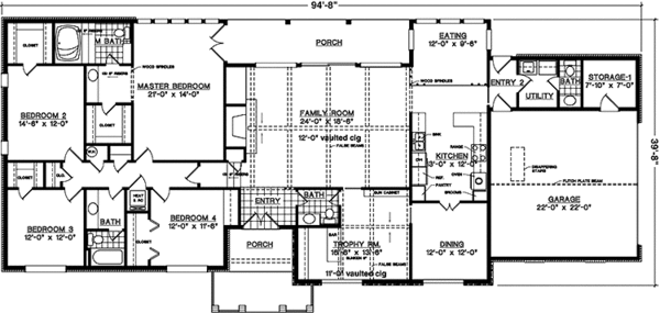 Dream House Plan - Ranch Floor Plan - Main Floor Plan #45-460