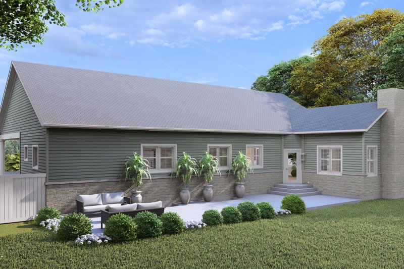 Architectural House Design - Exterior - Rear Elevation for Ranch House Plan #1060-369 - 3 bed, 2 bath