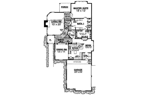 Floor Plan - Main Floor for European House Plan #40-181 - 3 bed, 2.5 bath