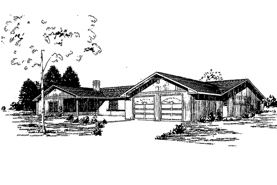 Exterior - Front Elevation 3 for Country House Plan #60-923 - 3 bed, 2 bath