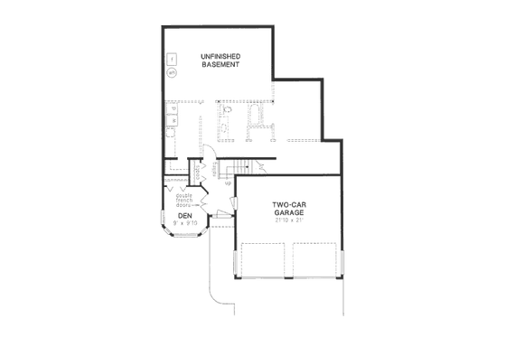 Floor Plan - Lower Floor for European House Plan #18-9121 - 3 bed, 2 bath