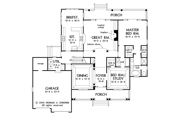Floor Plan - Main Floor for Craftsman House Plan #929-568 - 4 bed, 3 bath