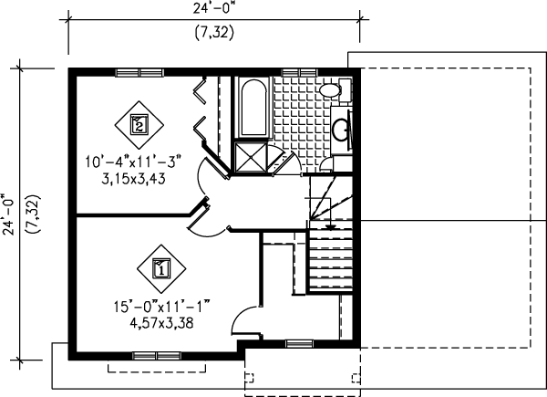Traditional Floor Plan - Upper Floor Plan #25-250