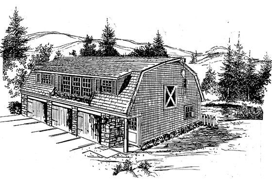 Exterior - Front Elevation 3 for Colonial House Plan #315-126 - 2 bed, 1 bath