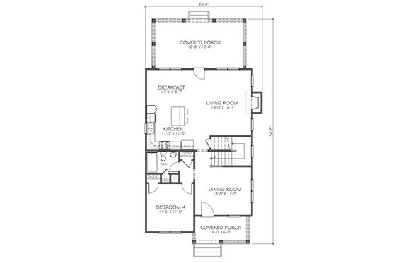 Floor Plan - Main Floor for Traditional House Plan #483-1 - 4 bed, 3 bath