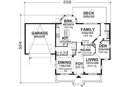 Floor Plan - Main Floor for Bungalow House Plan #320-397 - 3 bed, 3 bath