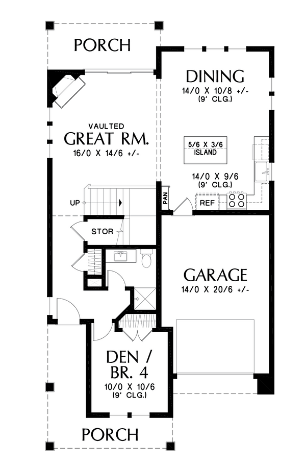 House Blueprint - Cottage Floor Plan - Main Floor Plan #48-1043