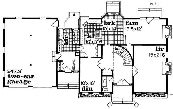 House Plan Design - Traditional Floor Plan - Main Floor Plan #47-989