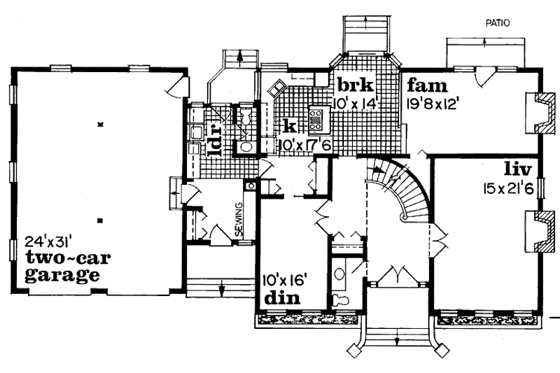 Dream House Plan - Floor Plan - Main Floor for Traditional House Plan #47-989 - 4 bed, 2 bath